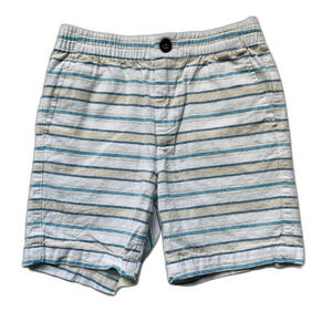 Janie and Jack Striped Linen-Cotton Pull-On Short White Stripe Size 5